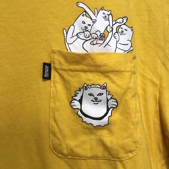 YELLOW RIPNDIP “Stuffed Gold Pocket T-Shirt” size Medium - Picture 3 of 9